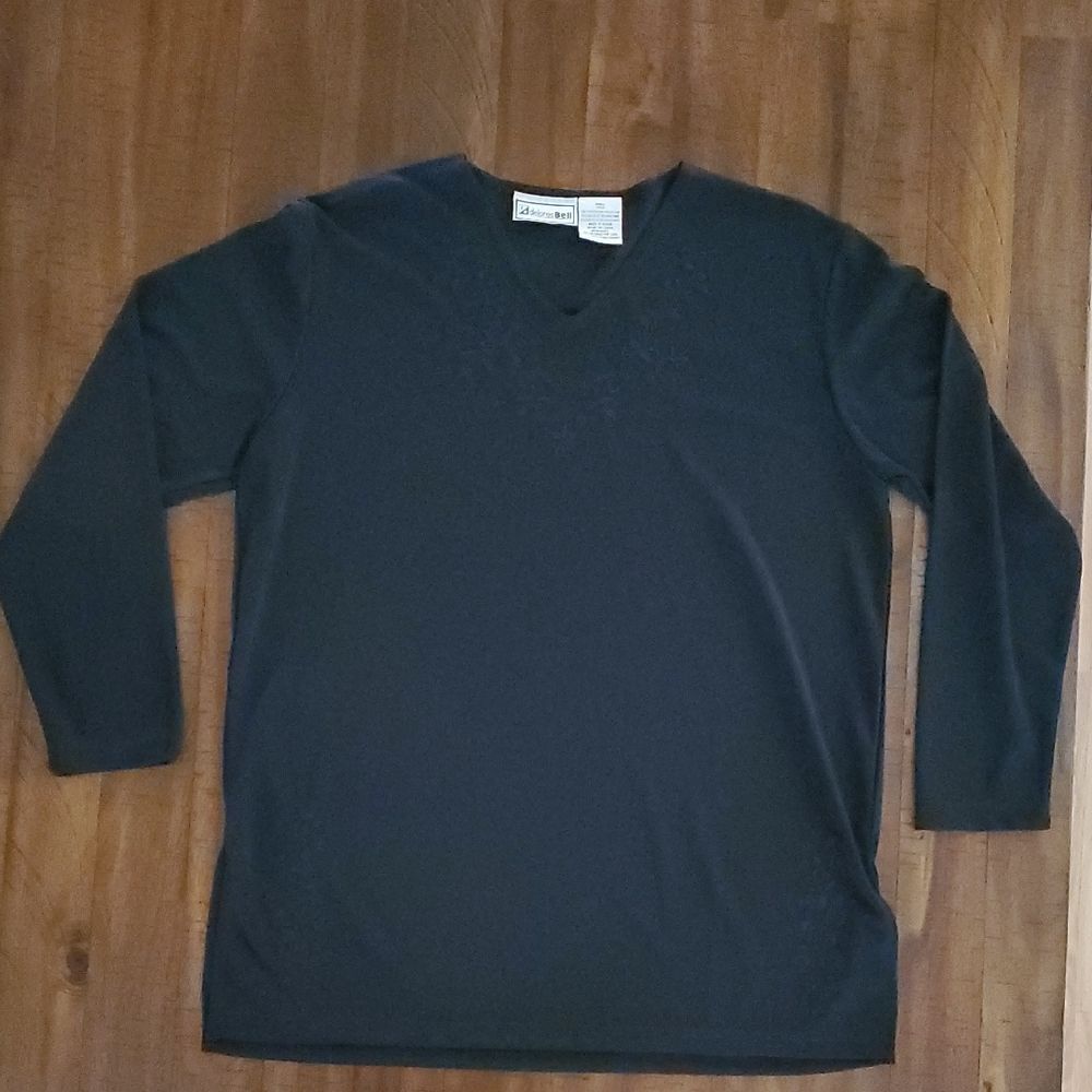 Vintage Delores Bell Black V-Neck Tunic - Size Small